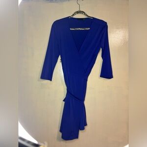 Ava blue cobalt true wrap dress swing size S flowy basic professional